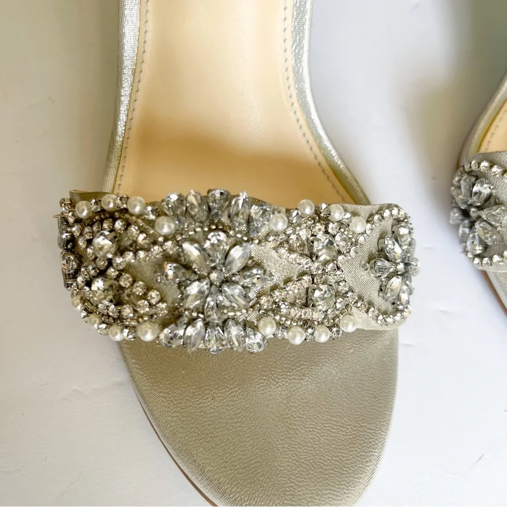 Betsey Johnson Silver Heels with Pearls